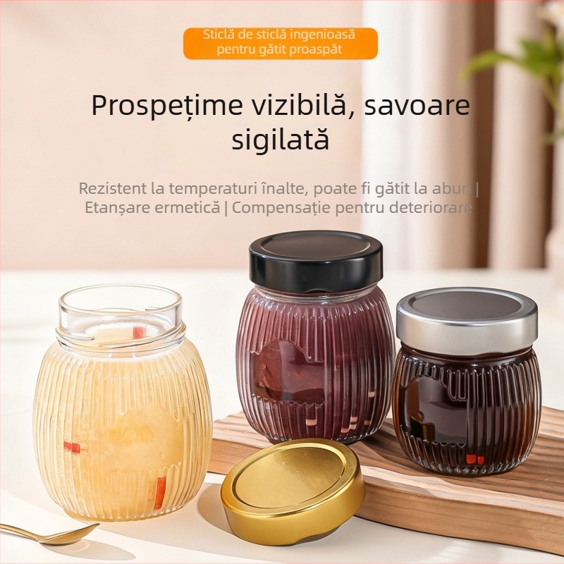 Borcan de sticlă pentru gătit și depozitare, sigilat cu capac, rezistent la temperaturi înalte, compatibil cu aburul, pentru miere, cuib de păsări și budincă