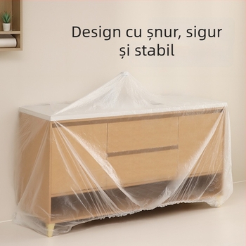 FaSoLa husă de pat transparentă, protecție împotriva prafului, cu șnur elastic, folie protectoare pentru mobilier de living, dimensiunile 470×40 cm sau 490×40 cm