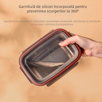 Cutie de păstrare a alimentelor din oțel inox 304, pentru frigider și congelator, cu capac