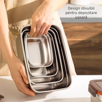 Cutie de păstrare a alimentelor din oțel inox 304, pentru frigider și congelator, cu capac