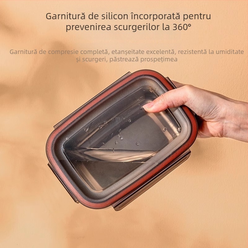 Cutie de păstrare a alimentelor din oțel inox 304, pentru frigider și congelator, cu capac