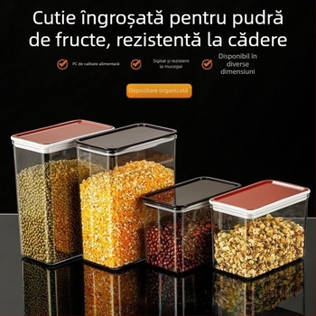 Cutie pătrată din plastic sigilată pentru pudră de fructe și pudră de ceai cu lapte – potrivită pentru alimente