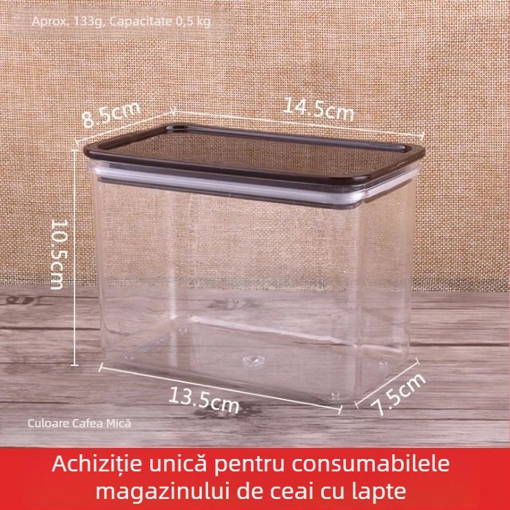 Cutie pătrată din plastic sigilată pentru pudră de fructe și pudră de ceai cu lapte – potrivită pentru alimente