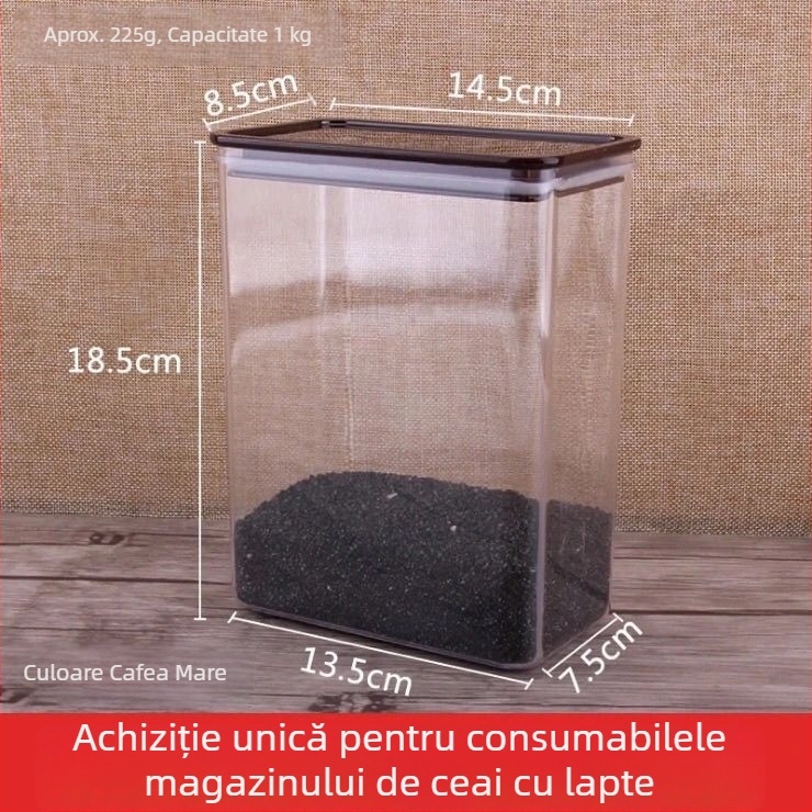 Cutie pătrată din plastic sigilată pentru pudră de fructe și pudră de ceai cu lapte – potrivită pentru alimente