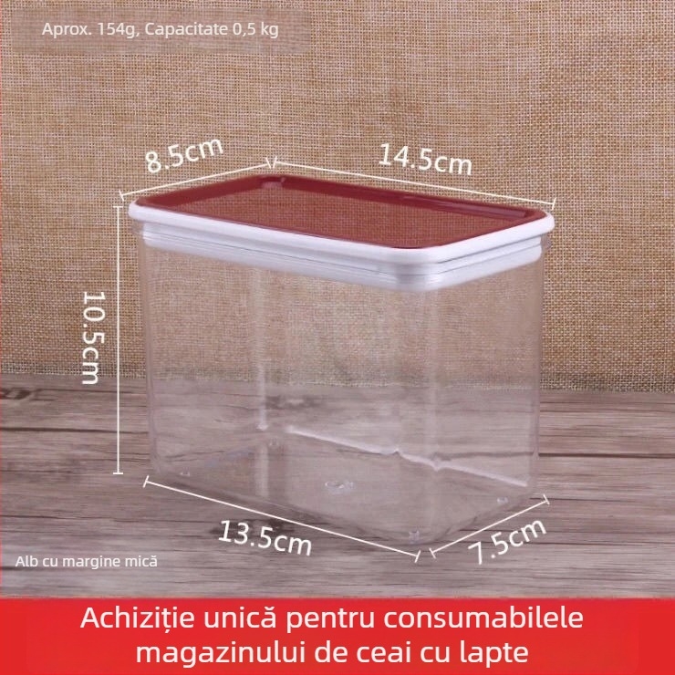 Cutie pătrată din plastic sigilată pentru pudră de fructe și pudră de ceai cu lapte – potrivită pentru alimente