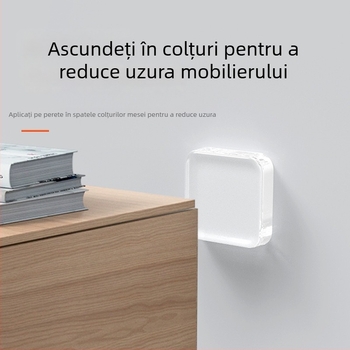 Padă PU anti-coliziune cu adeziv, tampon transparent pentru ușă, protecție pentru mâner și închiderea ușii, lavabil