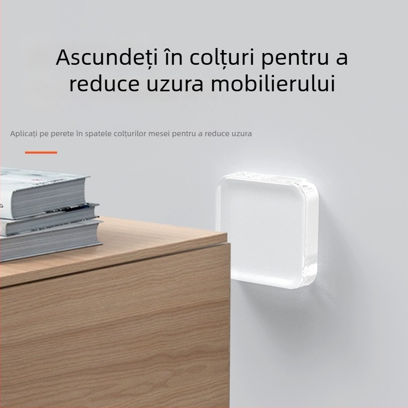 Padă PU anti-coliziune cu adeziv, tampon transparent pentru ușă, protecție pentru mâner și închiderea ușii, lavabil