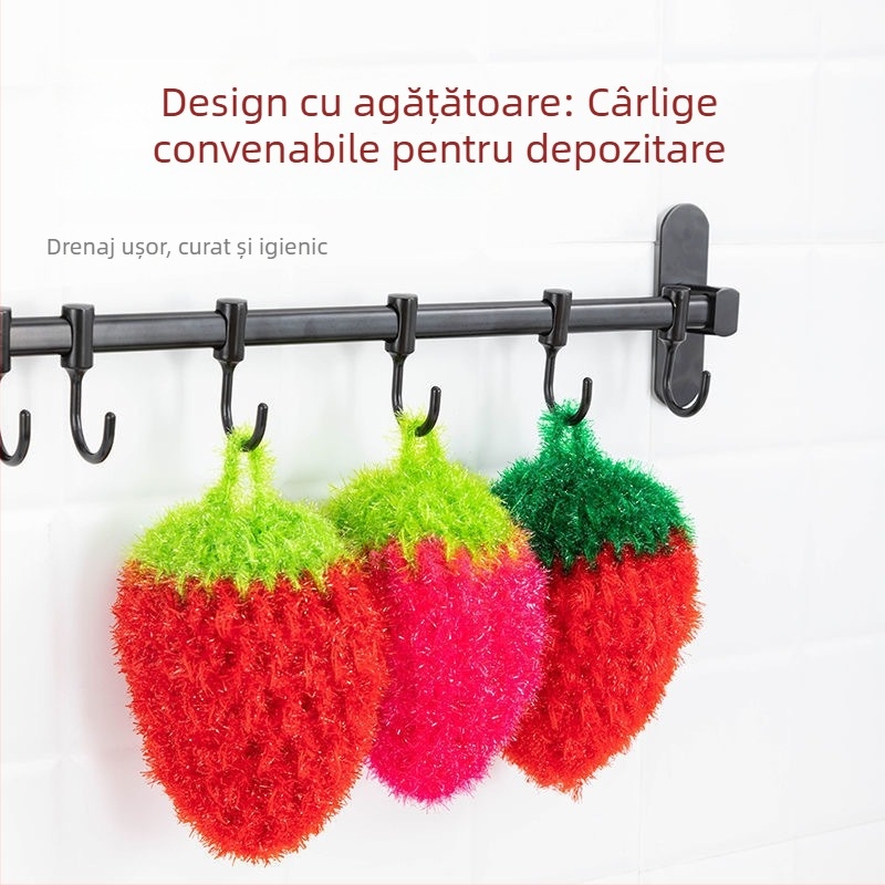 Prosop de bucătărie croșetat manual, cu model căpșună, mărit și îngroșat, din acril
