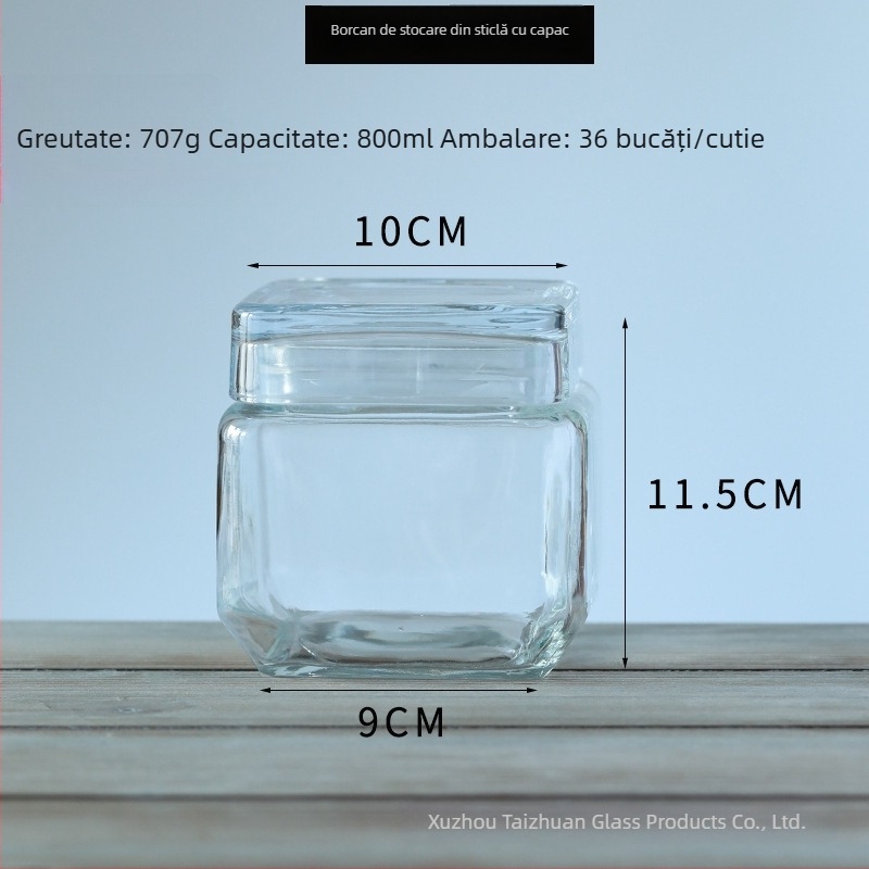 Borcan mare din sticlă transparent, cu capac etanș, pentru depozitare în bucătărie a gustărilor și cerealelor