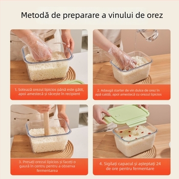 Recipient de fermentare a vinului de orez, cu capac – sticlă borosilicată, capacitate mare