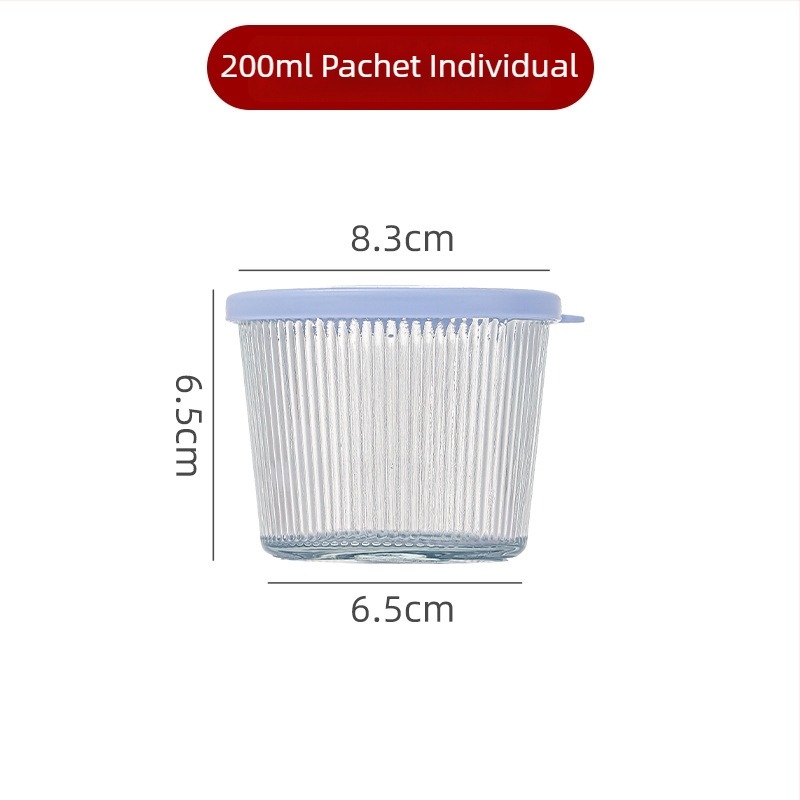 Borcan de sticlă pentru murături cu dungi verticale, recipient pentru kimchi, porționare pentru uz casnic, depozitare în frigider, sigilat