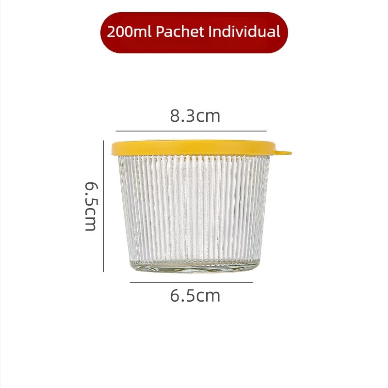 Borcan de sticlă pentru murături cu dungi verticale, recipient pentru kimchi, porționare pentru uz casnic, depozitare în frigider, sigilat