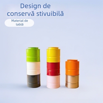 Cutie metalică circulară sigilată pentru ceai, multicoloră