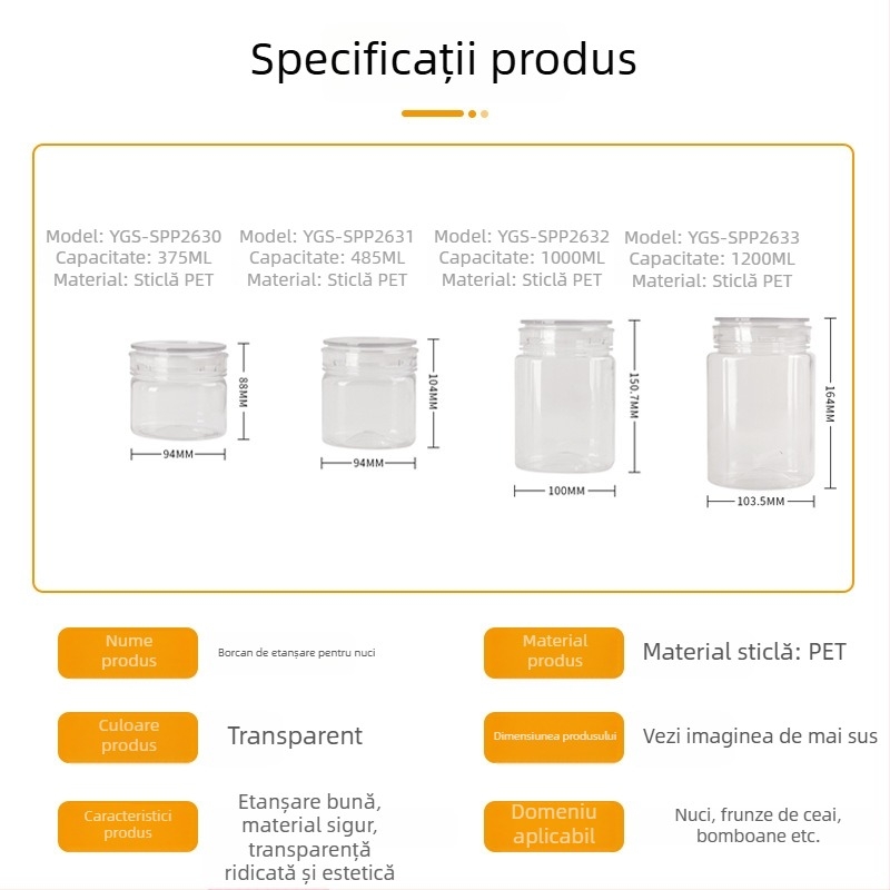 Borcane transparente sigilate pentru bucătărie – nuci și cereale