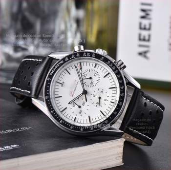Ceas quartz multifuncțional pentru bărbați, cadran de 46 mm, carcasă și brățară din oțel inoxidabil, model 12212, primăvara 2025