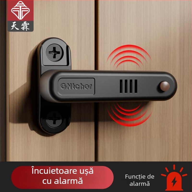 Stopper de ușă cu alarmă anti-furt pentru ușile care se deschid spre interior, ușa de dormitor și fereastra, aliaj de aluminiu, finisaj mat