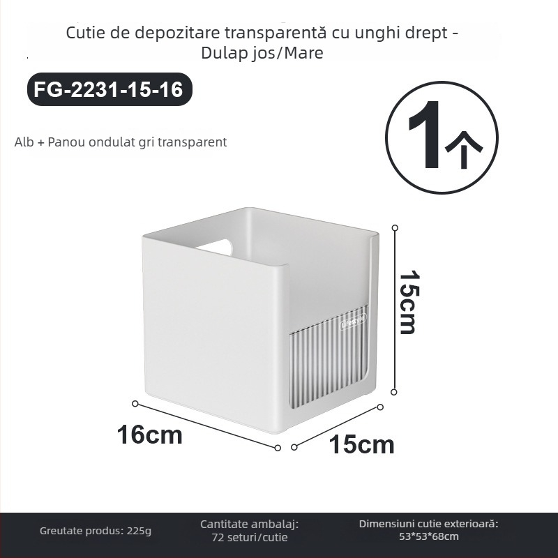 Cutie de depozitare în formă de unghi drept, organizator pentru sertare, din plastic, pentru bucătărie și casă