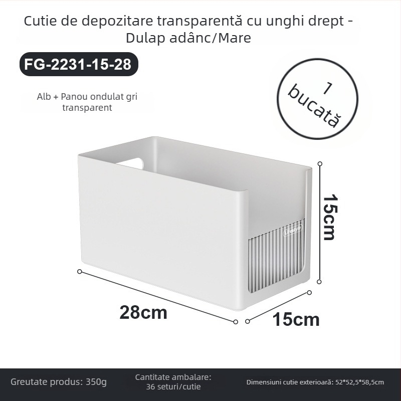 Cutie de depozitare în formă de unghi drept, organizator pentru sertare, din plastic, pentru bucătărie și casă
