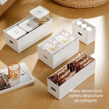Cutie de depozitare pentru birou în stil japonez, cu compartimente, organizator pentru bucătărie și sertare, divizor de sertar, din plastic PP, cutie de depozitare multifuncțională