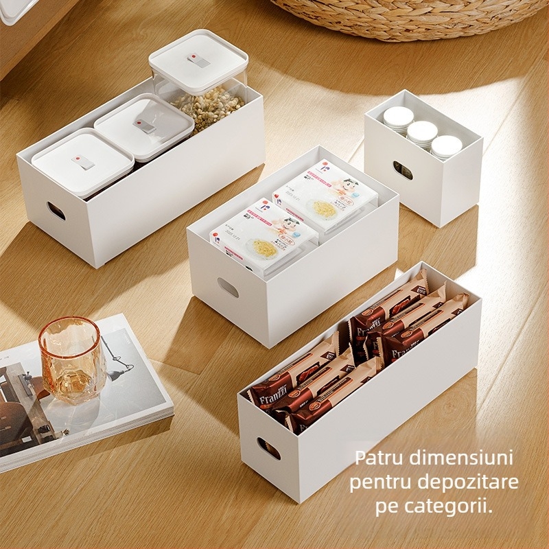 Cutie de depozitare pentru birou în stil japonez, cu compartimente, organizator pentru bucătărie și sertare, divizor de sertar, din plastic PP, cutie de depozitare multifuncțională