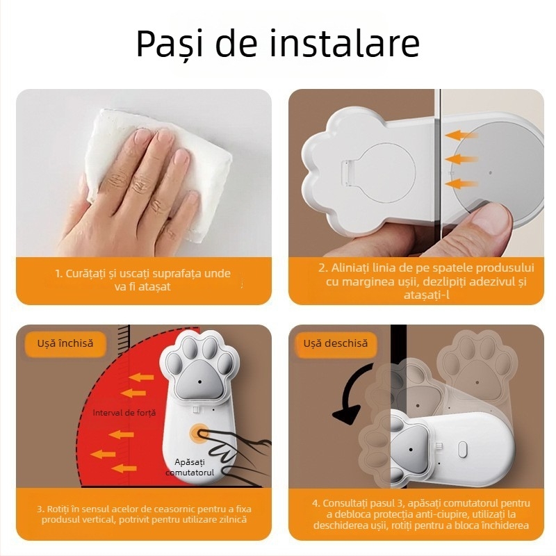 Protecție pentru ușa bebelușului, anti-înțepare, clips pentru ușă și blocator de spațiu între ușile