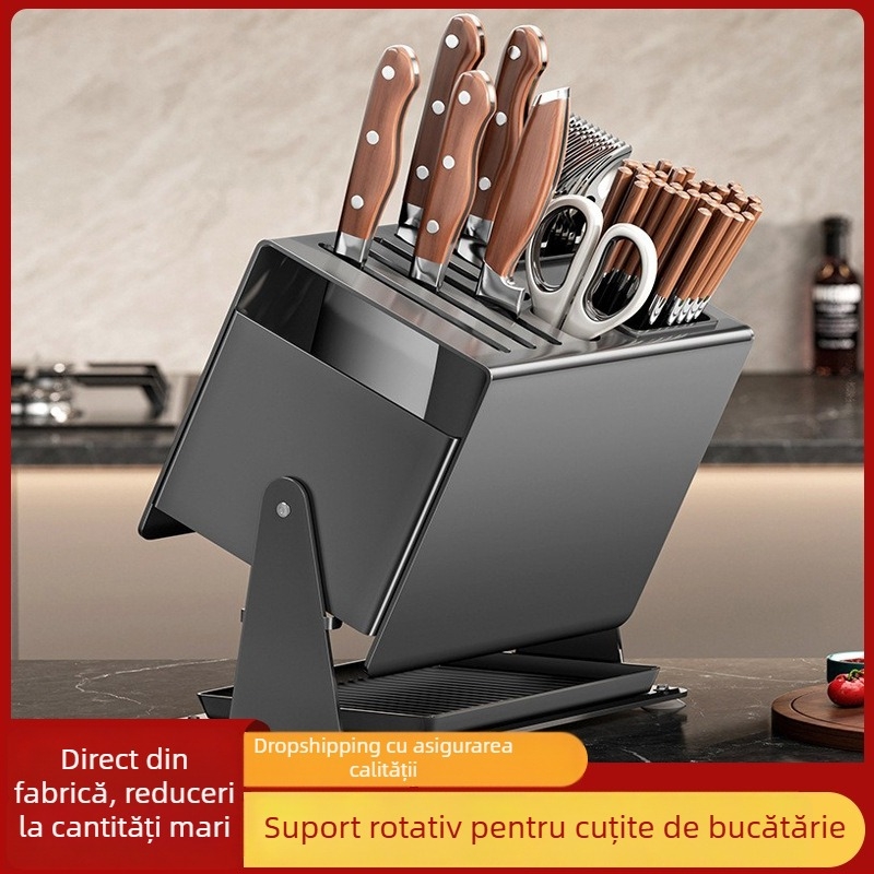 Suport pentru cuțite din oțel cu carbon și organizator pentru tacâmuri — suport de masă multifuncțional