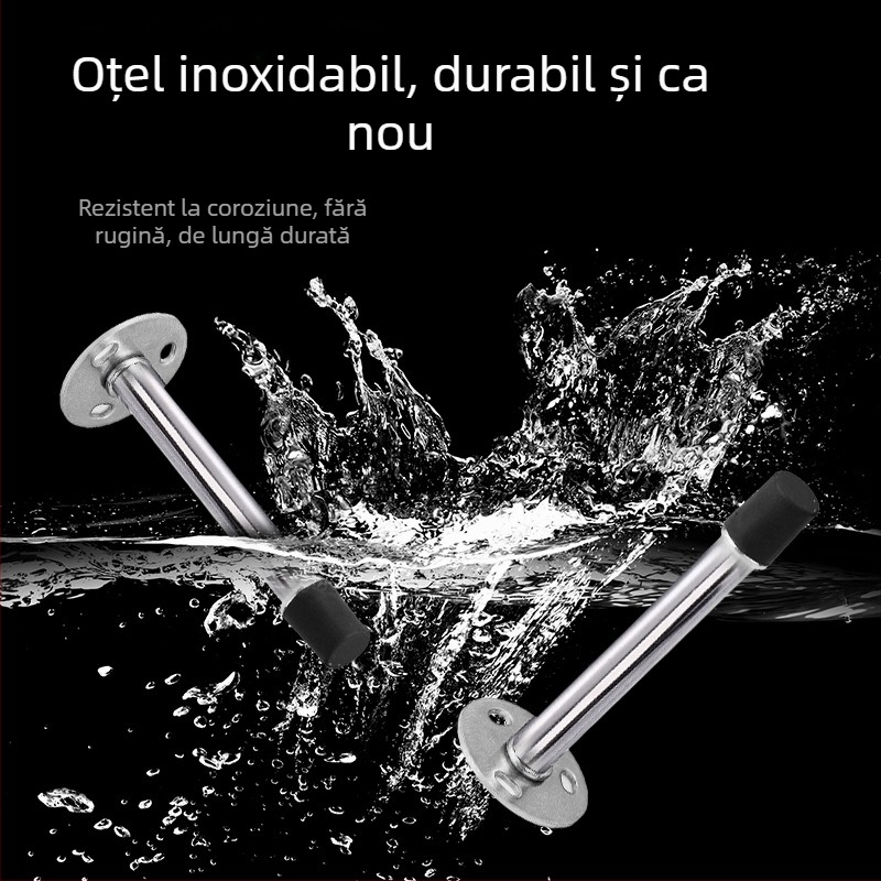Cap de ușă detașabil din oțel inoxidabil, tampon din cauciuc pentru baie, opritor silențios pentru uși din sticlă, montaj pe perete