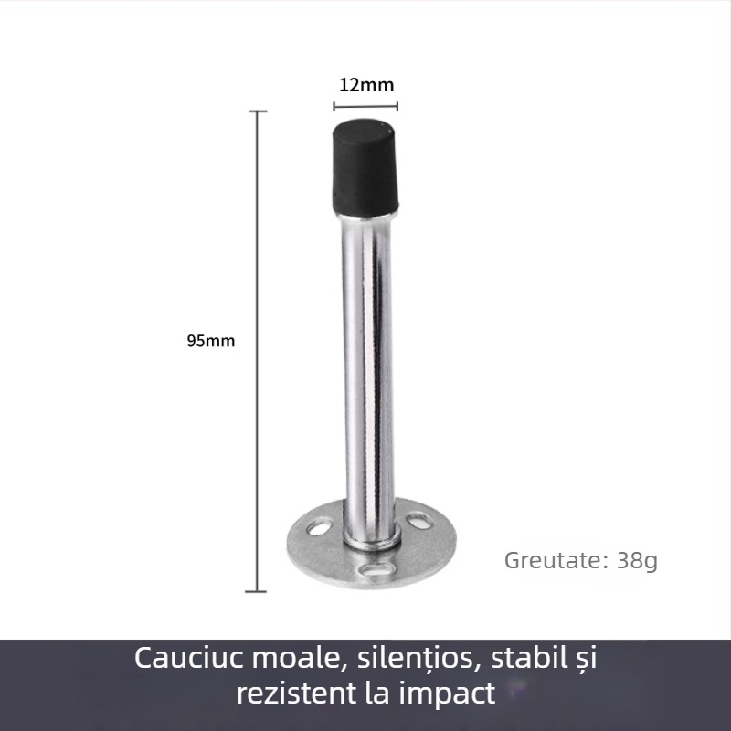 Cap de ușă detașabil din oțel inoxidabil, tampon din cauciuc pentru baie, opritor silențios pentru uși din sticlă, montaj pe perete