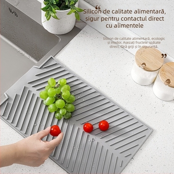 Covoraș din silicon pentru drenaj pe blatul bucătăriei, covoraș antiderapant pentru chiuvetă, raft de drenaj din silicon, design modern minimalist