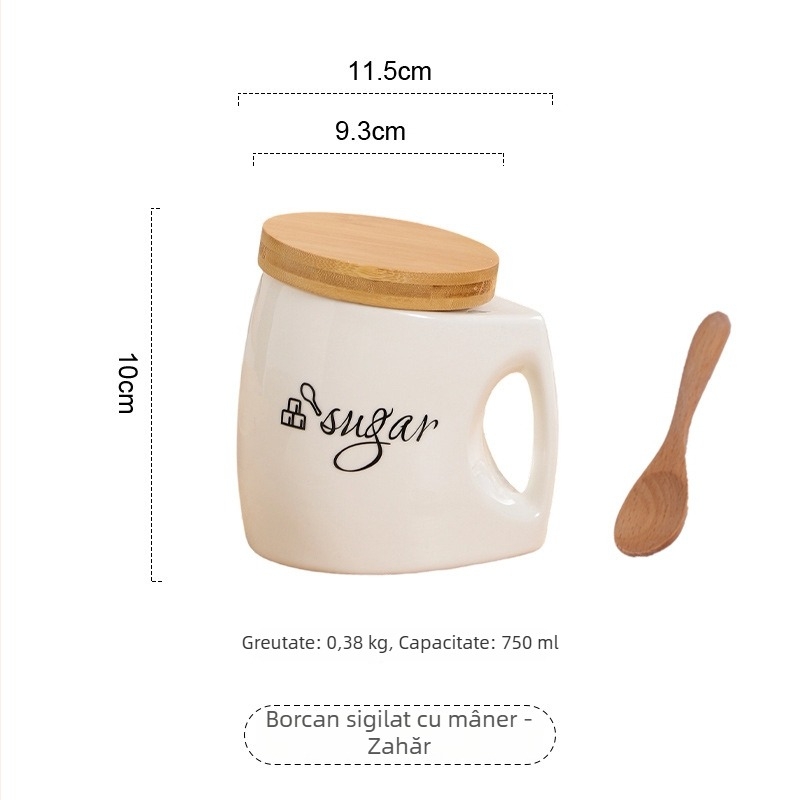 Borcane ceramice sigilate pentru ceai, boabe de cafea și zahăr – recipiente de depozitare alimentare