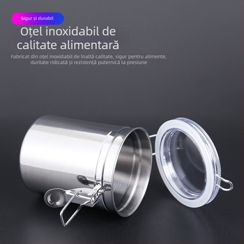 Borcan din oțel inoxidabil sigilat pentru cafea, bomboane, fructe uscate, pudre, lapte praf și frunze de ceai; recipient de depozitare pentru bucătărie.