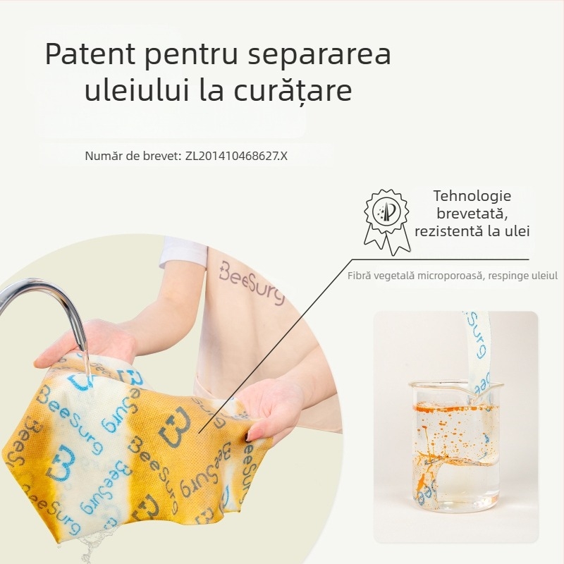 Bingxiu Cârpa Magică Antibacteriană pentru Bucătărie, Prosop de Vase de Grad Alimentar, Rezistent la Ulei și Pete, Absoarbe Apa, Potrivit pentru Utilizare Umidă și Uscată, Fibre de Lemn