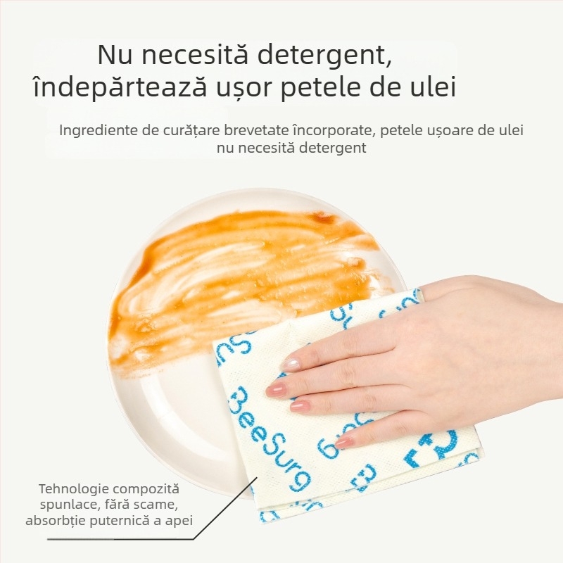 Bingxiu Cârpa Magică Antibacteriană pentru Bucătărie, Prosop de Vase de Grad Alimentar, Rezistent la Ulei și Pete, Absoarbe Apa, Potrivit pentru Utilizare Umidă și Uscată, Fibre de Lemn