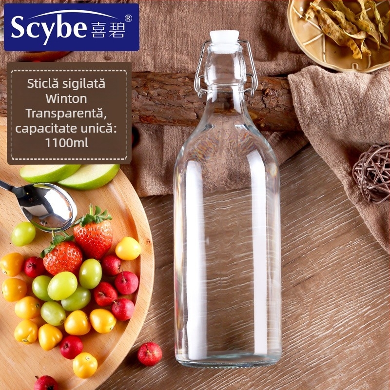 Sticlă din sticlă sigilată pentru uz casnic: infuzie de vin, sticlă pentru miere, sticlă pentru enzime, sticlă cu gât îngust, sticlă pentru apă rece