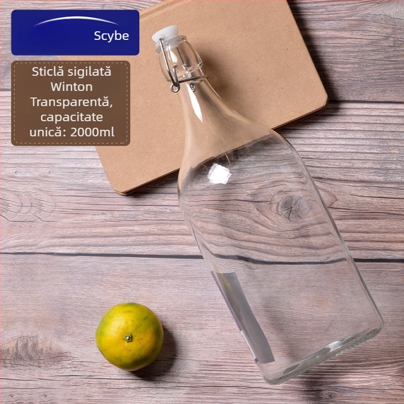 Sticlă din sticlă sigilată pentru uz casnic: infuzie de vin, sticlă pentru miere, sticlă pentru enzime, sticlă cu gât îngust, sticlă pentru apă rece