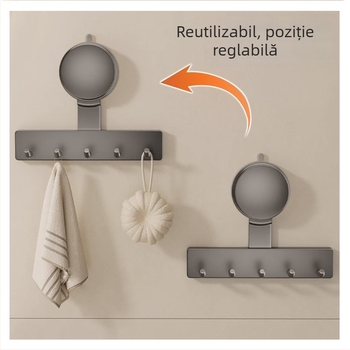 Cârlig cu ventuză puternic, montaj fără găuri pe perete, pentru baie și bucătărie, suport pentru prosoape și tacâmuri