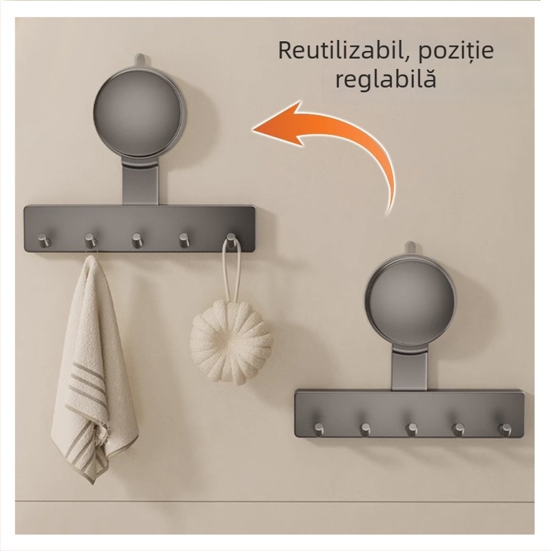 Cârlig cu ventuză puternic, montaj fără găuri pe perete, pentru baie și bucătărie, suport pentru prosoape și tacâmuri