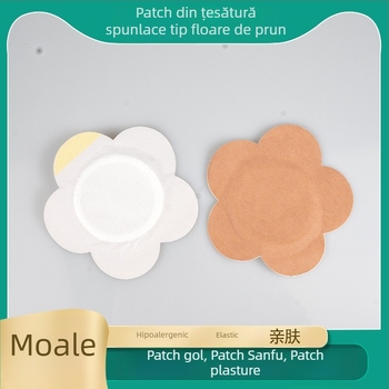 Patch ombilical din spunlace cu floare de prune – material nețesut, adeziv medical respirabil