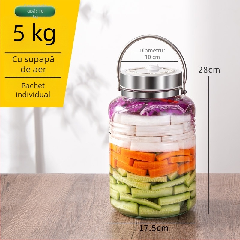Borcan din sticlă pentru murături, capacitate 3000 ml, etanș, gură largă
