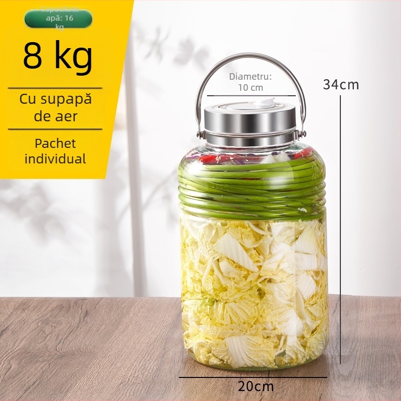 Borcan din sticlă pentru murături, capacitate 3000 ml, etanș, gură largă