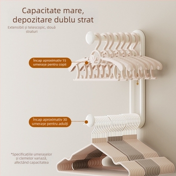 Raft de haine montat pe perete cu cârlige – economisește spațiu, fără găuri, organizator pentru balcon
