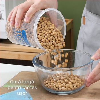 Recipient plastic de calitate alimentară, etanș, pentru depozitare în bucătărie: coajă de portocală uscată și cereale amestecate, cu logo personalizat, compatibil cu frigider