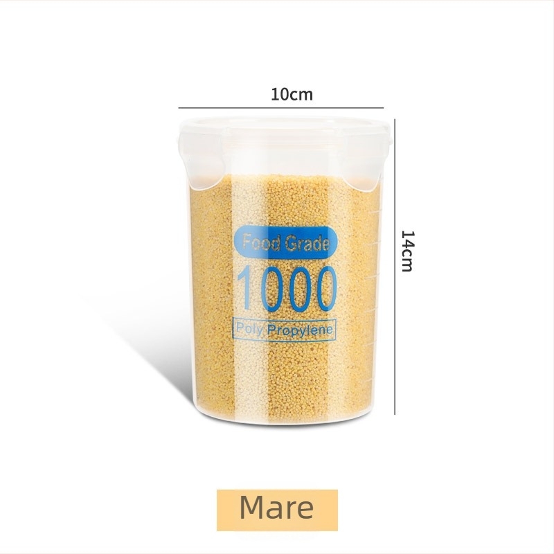 Recipient plastic de calitate alimentară, etanș, pentru depozitare în bucătărie: coajă de portocală uscată și cereale amestecate, cu logo personalizat, compatibil cu frigider