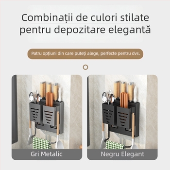 2024 Suport pentru cuțite de bucătărie și tacâmuri – organizator multifuncțional pentru blat și montaj pe perete