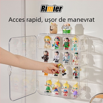 Casetă de afișaj din acrilic transparent, montată pe perete, pentru figurine și LEGO, protecție împotriva prafului, capacitate 18 L