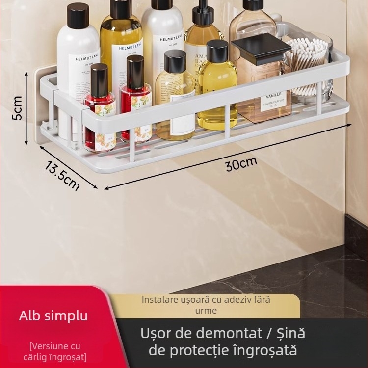 Raft de depozitare pentru baie montat pe perete, fără găuri - spațiu de depozitare multifuncțional pentru toaletă și chiuvetă
