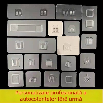 Raft de depozitare transparent montaj fără găuri pentru baie, cu cârlige