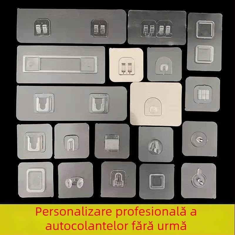 Raft de depozitare transparent montaj fără găuri pentru baie, cu cârlige