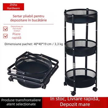 Raft de bucătărie pliabil pentru depozitare, cu mai multe etaje, mobil pentru fructe, legume și gustări