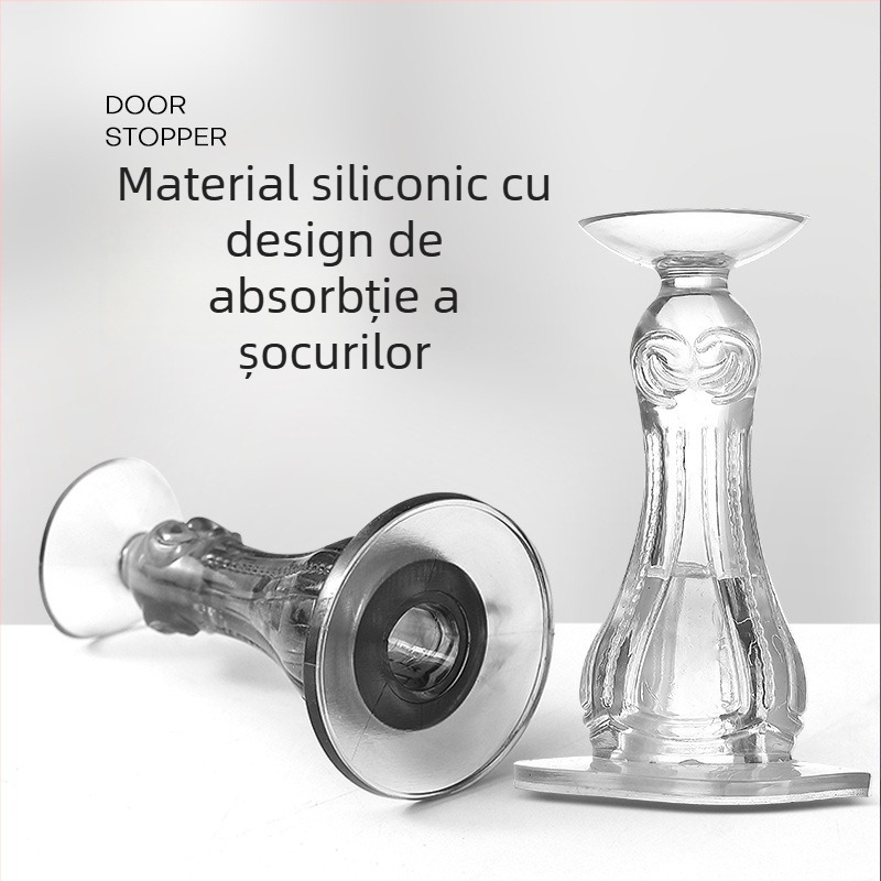 Stopper de ușă din plastic pentru baie și toaletă, silențios, montat pe perete, fără găuri, fără cui